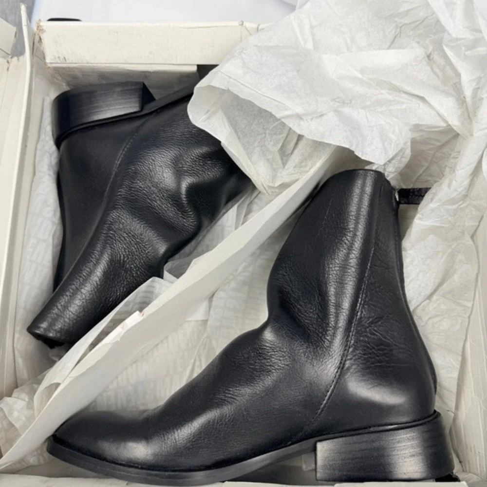 Steve Madden Nexie Slouch Bootie‎ Black Leather Pointed Toe Ankle Boots Size 8